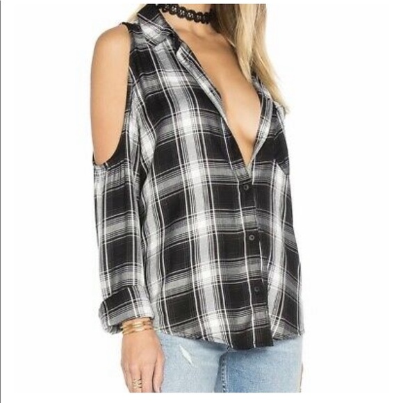 Sanctuary Delaney Cold Shoulder Plaid Flannel - Picture 2 of 11